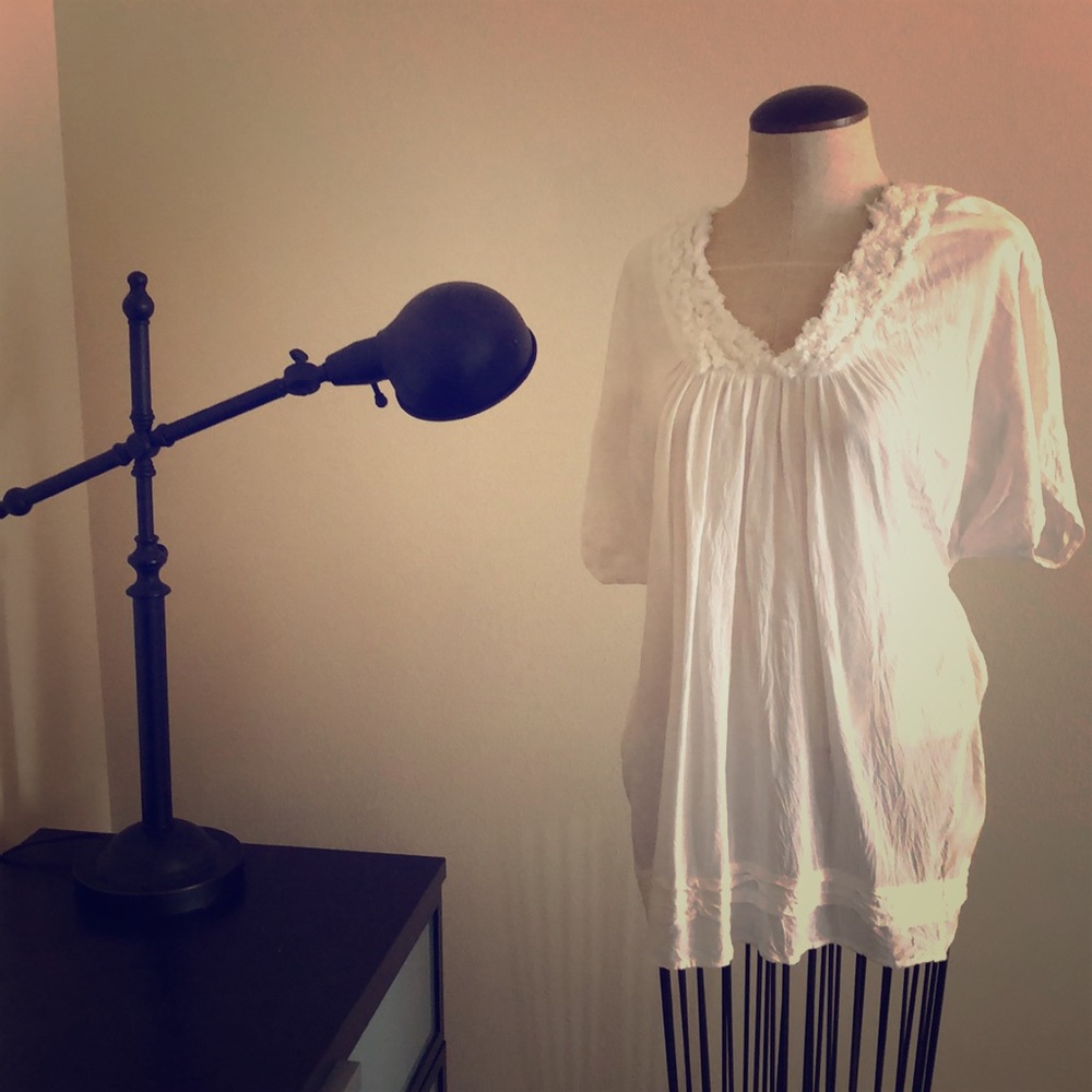 White Short Sleeve Blouse - Anthropologie